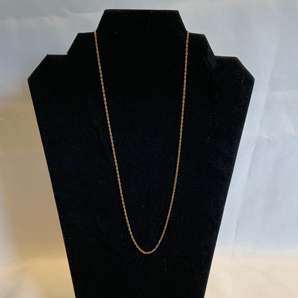 Vintage 1990s 14k Gold 1.2mm Cable Chain 20” Necklace!